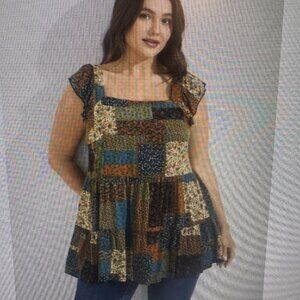 Bloomchic Floral Collage Print Layered Tank TOP Women's size 10